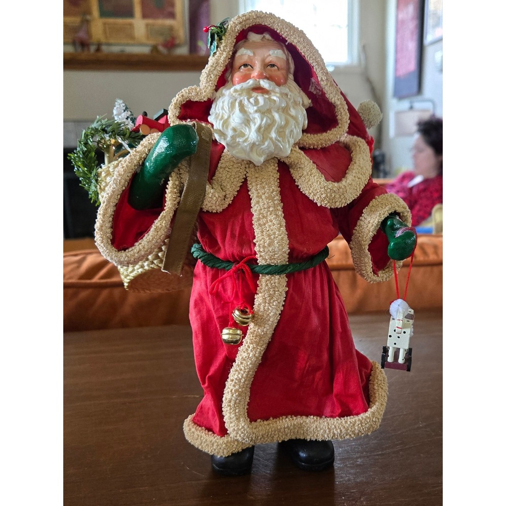 Vintage 1993 Clothtique Possible Dreams Santa Figurine Red Robe Rocking Horse